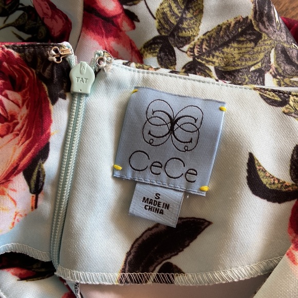 CeCe Half Sleeve Shift Dress, light blue with floral pattern - Picture 7 of 10